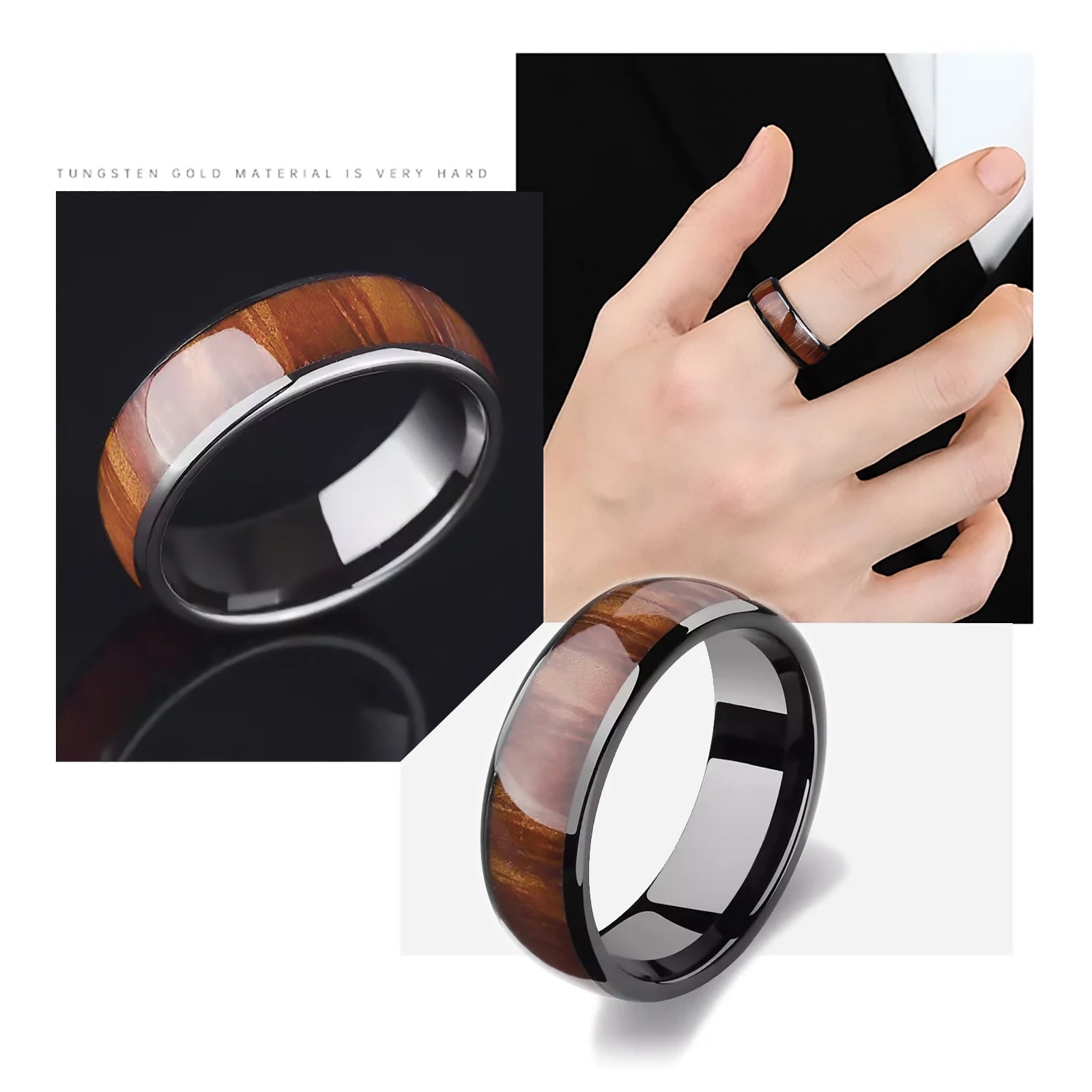 T5577 Chip Epoxy Wood Grain Ceramic Rewritable 125kHz RFID Smart Finger Ring for Clone TK4100 or EM4100 Keycards