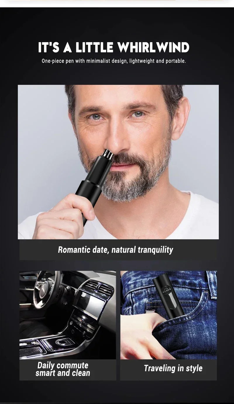 2 In 1 Electric Portable Ear And Nose Hair Trimmer Clipper 2024 Professional Painless Portable Eyebrow For Men